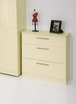 Hatherley High Gloss 3 Drawer Chest in Cream