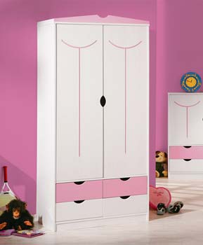 Isabella Pink and White Childrens Wardrobe