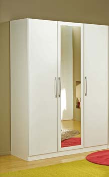 Jade 3 Door Mirrored Wardrobe in White