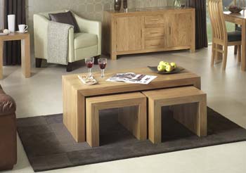 Furniture123 Laguna Oak Nest of 3 Coffee Tables