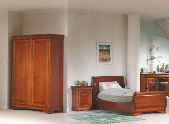 Lea Sleigh Bedroom Set with Solid Door Wardrobe