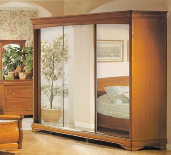 Leonie Cherry 3 Glass Sliding Door Wardrobe