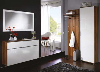 Madrid Hallway Furniture Set 2 in Walnut and White