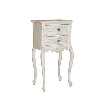 Manoir White Narrow 2 Drawer Bedside Table