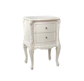 Manoir White Wide 2 Drawer Bedside Table