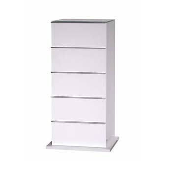 Marina High Gloss White 5 Drawer Chest