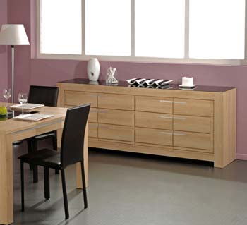 Furniture123 Mateo 12 Drawer Sideboard in Natural Oak