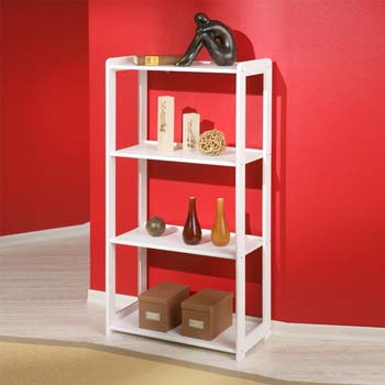 Furniture123 Meghan Solid White Pine 4 Shelf Bookcase