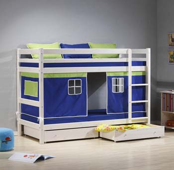 Minnie Solid Pine White Storage Bunk Bed with