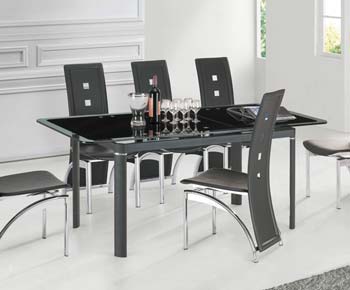 Morinda Black Glass Extending Dining Table