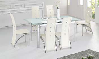 Morinda White Glass Extending Dining Set