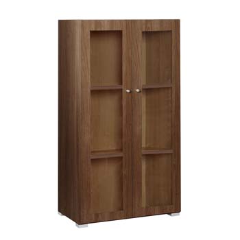 Furniture123 Newsam Medium Glazed Bookcase in Walnut