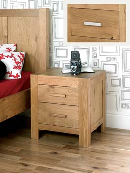 Nyon Oak 2 Drawer Bedside Table