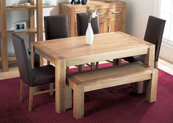 Nyon Oak Bench Dining Set