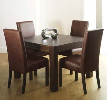 Furniture123 Nyon Walnut Square Dining Set - WHILE STOCKS