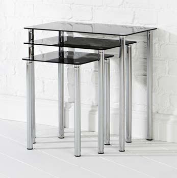 Odessa Black Glass Nest Of Tables