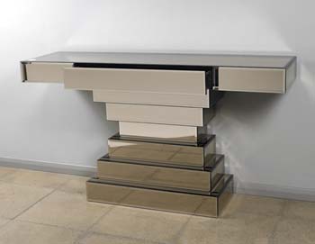 Pearl Glass Stepped Console Table