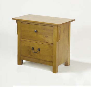 Pine Mission 2 Drawer Bedside Table