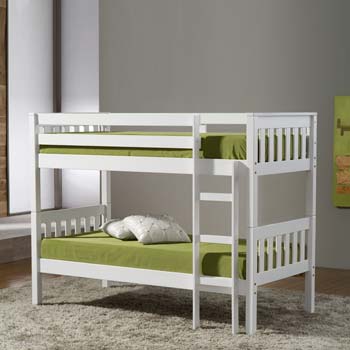 Sandi Pine Bunk Bed in White