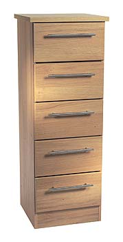Sherwood Oak Narrow 5 Drawer Chest