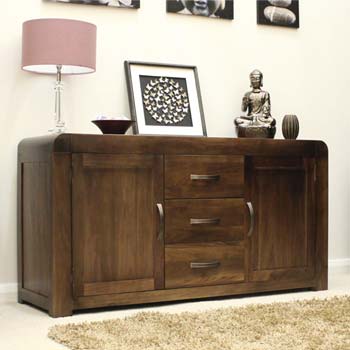 Furniture123 Shyra Solid Walnut 2 Door 3 Drawer Sideboard