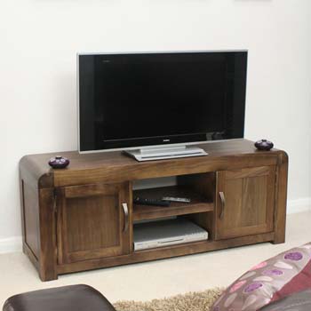 Shyra Solid Walnut 2 Door Widescreen TV Unit