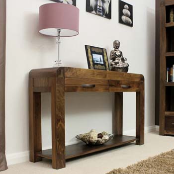 Shyra Solid Walnut 2 Drawer Console Table