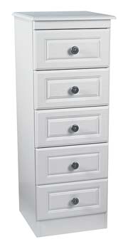 Snowdon White Narrow 5 Drawer Chest