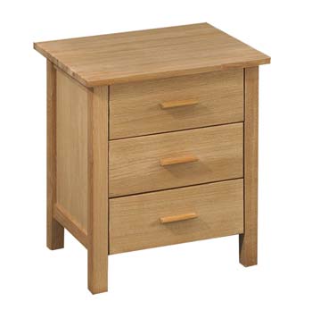 Suffolk Oak 3 Drawer Bedside Table