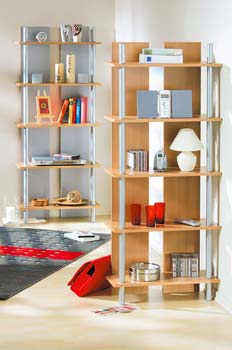 Furniture123 Tadeo 5 Shelf Bookcase in Birch and Silver