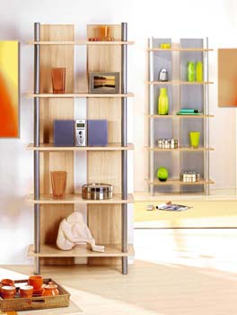 Furniture123 Toki 5 Shelf Bookcase in Maple and Silver