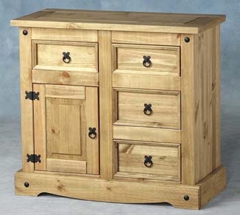 Furniture123 Toledo Pine 1 Door 4 Drawer Sideboard