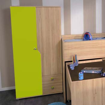 Trix Teens 2 Door Wardrobe in Lime