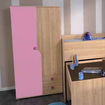 Trix Teens 2 Door Wardrobe in Pink