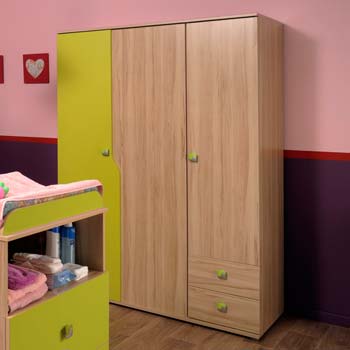 Trix Teens 3 Door Wardrobe in Lime