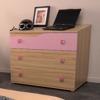 Trix Teens 3 Drawer Chest in Pink