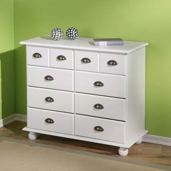 Tucker Solid Pine White Pine 6+4 Drawer Chest