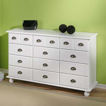 Tucker Solid Pine White Pine 9+6 Drawer Chest