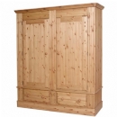 County Durham pine double wardrobe