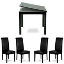 Deco Square Extending Table with Roll Back Chairs