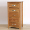 Metro solid oak 5 drawer wellington chest