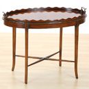 Oval Stretcher Base Table Burr Walnut