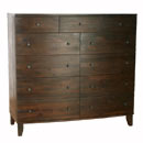 Seville dark 11 drawer large chest of drawers