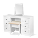 Snowdon White 6 Drawer Kneehole Dressing Table Set