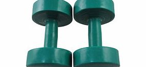 Two green 2kg hand weights