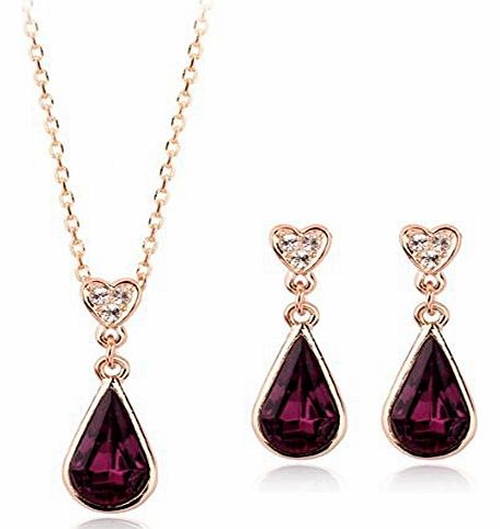 18ct Gold Finish Jewellery Set with Swarovski Amethyst Crystals