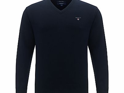 Solid Cotton V-Neck Jumper