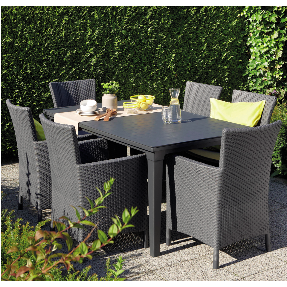 Allibert Montana Anthracite Grey Rattan Dining Set