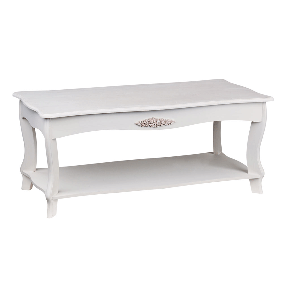 Chic White Woodgrain Coffee Table