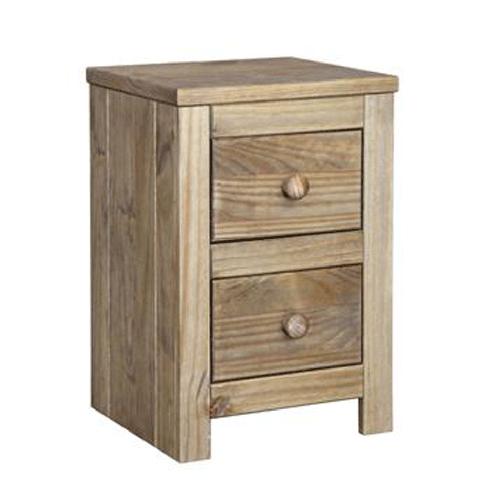 Hacienda 2 Drawer Petite Pine Bedside Table